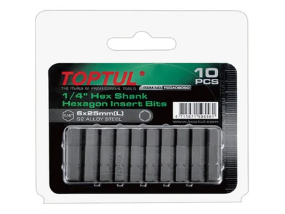 Насадка шестигранник 1/4" 10шт блистер TOPTUL (3 мм)