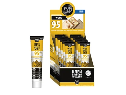 Клей монтажный POINT "Клей вместо гвоздей 95", (прозрачный, для деревянных, ДСП, ДВП и ОСБ конструкций) (80 мл)