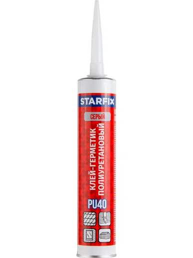 Клей-герметик полиуретановый PU40 STARFIX (300 мл серый)