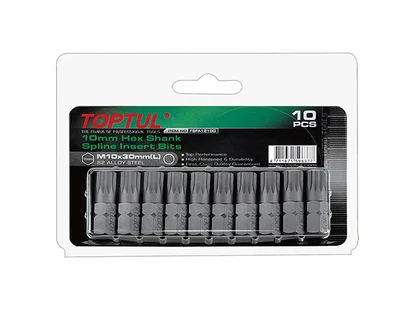 Насадка SPLINE 30mm 10шт блистер TOPTUL (М10)