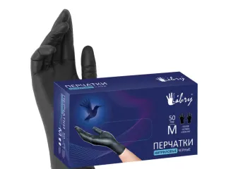 Перчатки нитриловые, р-р XL, уп. 50 пар. черные LIBRY (текстурированные на пальцах)