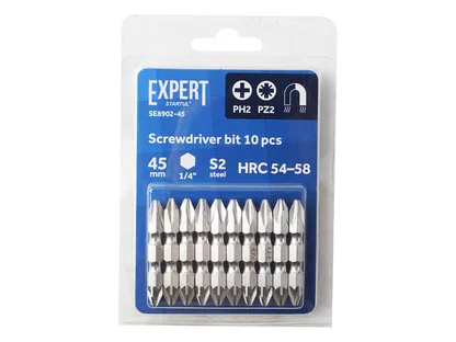 Насадка крестообразная PH2-PZ2 10шт EXPERT STARTUL (SE8902-45) (бита Phillips-Pozidrive магнитная)