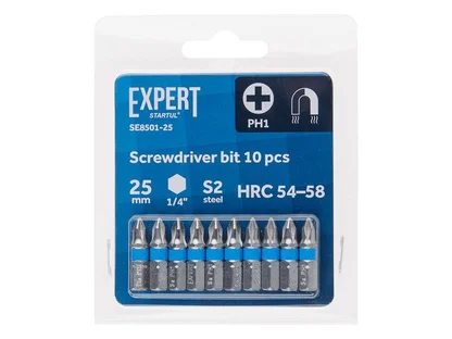 Насадка крестообразная PH1 10шт EXPERT STARTUL (SE8501-25) (бита Phillips магнитная)