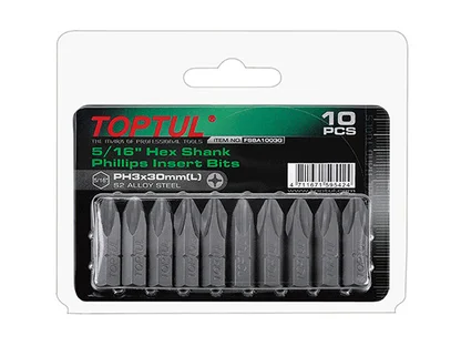 Насадка крестообразная PH3 5/16'' 10шт блистер TOPTUL