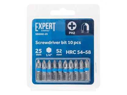 Насадка крестообразная PH2 10шт EXPERT STARTUL (SE8502-25) (бита Phillips магнитная)